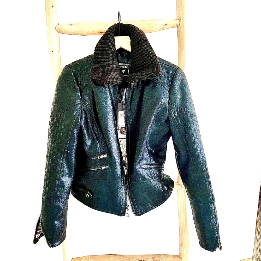 Guess jet black Huxley Women’s Sweater Collar Jacket